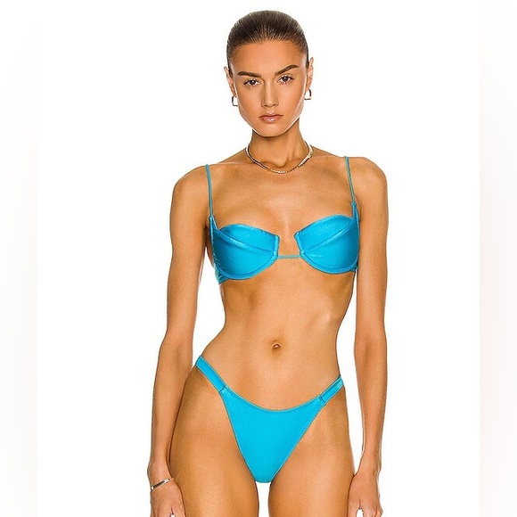 Revolve Melissa Simone Shiny Blue Bikini S/L - Picture 1 of 2